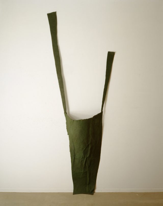 Suspender, 1995, felt, glue, paint, 96” x 33” x 12”